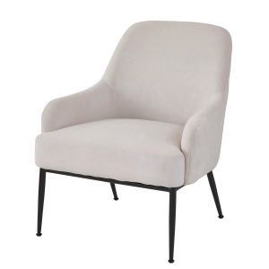 Fauteuil accent velours beige - Pieds métal, moderne, confortable