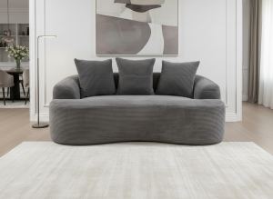 Causeuse courbe 65.35 po grise, ressorts, sans assemblage