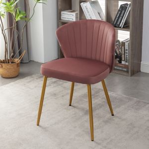Chaise velours piqûre pieds or sans bras