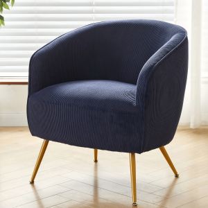 Fauteuil accent velours côtelé, jambes doré, style moderne