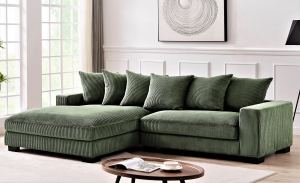 Canapé sectionnel luxe 102po vert foncé, corduroy