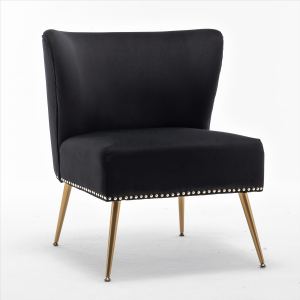 Fauteuil accent tissu imprimé sans bras pieds métal
