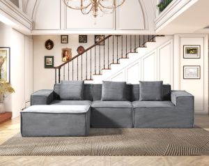CozyForm Causeuse convertible velours côtelé, canapé-lit modulaire gris