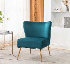 Chaise d'appoint en tissu imprimé, pieds métalliques