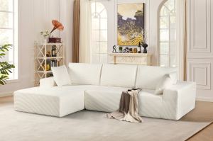 CozyForm Canapé convertible cordon convertible, mousse, ivoire, gauche
