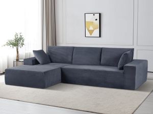 Sofa sectionnel cordon convertible mousse gris foncé
