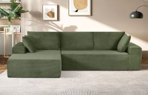 Sofa sectionnel cordon convertible mousse vert foncé gauche