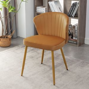 Fauteuil accent velours, capitonné, pattes or, petits espaces