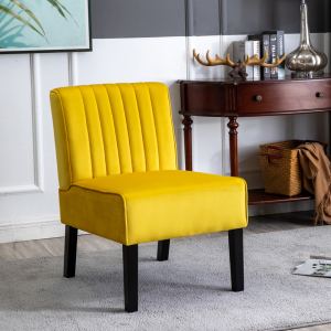 Fauteuil Reese mi-siècle velours jaune ensemble 2