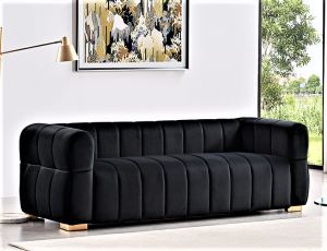 Sofa 89po velours matelassé 3 places gris