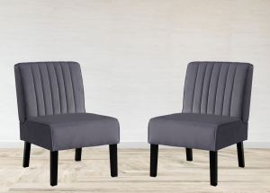 Fauteuil Reese mi-siècle velours gris ensemble 2