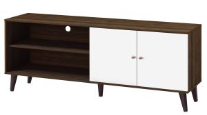 Meuble TV Amidon jusqu'à 63", 2 tablettes, 1 armoire, noyer-blanc