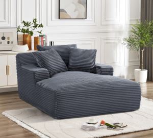 Méridienne Cloudline velours côtelé gris, sans assemblage