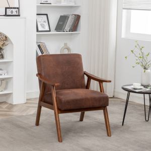 Fauteuil accent microfibre brun clair - Meuble mi-siècle