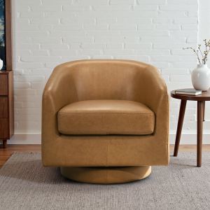 Danville Chaise pivotante cuir tan