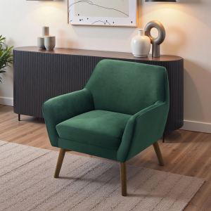 Panom Fauteuil lounge velours vert forêt