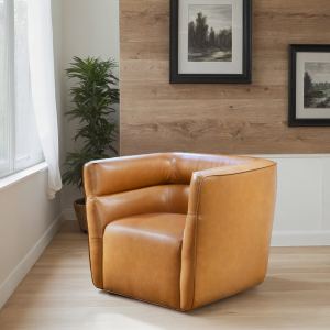 Callan Fauteuil pivotant - Cuir végan tan