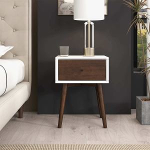 Table nuit Avery bois massif 22.5 po H, 1 tiroir, brun foncé