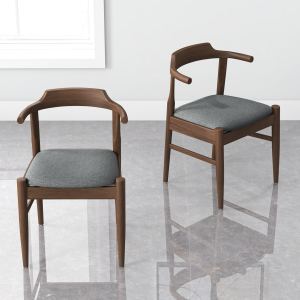 Chaise salle à manger tissu gris mi-siècle ensemble 2