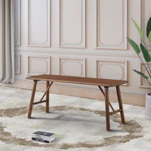 Banc bois solide Molly design milieu siècle, walnut 43.3x17.7po