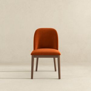 Chaise salle à manger mi-siècle, velours orange brûlé, ensemble de 2