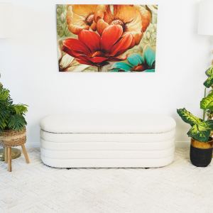 Banc Cabana blanc boucle, rangement