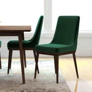 Kate Set 2 chaises velours mi-siècle, structure bois solide