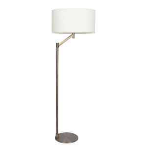 Lampadaire Serene nickel brossé base métal lin blanc