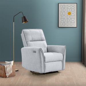 Top Quality Asheville Mid-Century Modern Recliner Chair With Infinite Position Design In Light Gray Italian Suede 41   H X 33   W X 29  D For Living Room Apartment Study Room Office