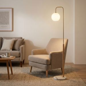 Lampadaire coin hauteur salle séjour blanc 110V