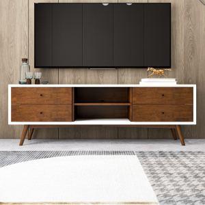Meuble TV Caroline 72 po, noyer-blanc