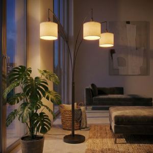 Lampadaire métal 3 bras bronze frotté 4 positions