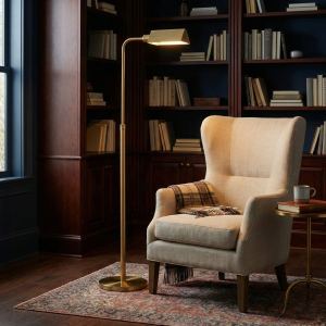 Lampadaire minimaliste or blanc 110-120V Elara