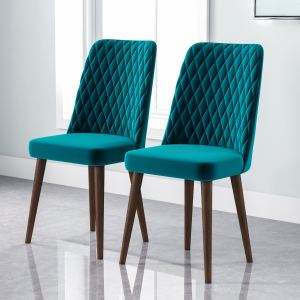 Chaise de salle à manger Katie mi-siècle, velours, ensemble de 2