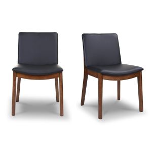 Chaise salle à manger Laura mid-century bois solide ensemble 2 tissu noir