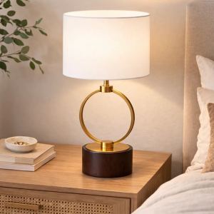 Lampe table chambre métal nordique 110V circulaire