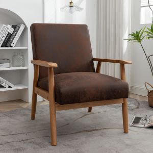 Fauteuil bras rembourré mi-siècle moderne 25,38po, brun