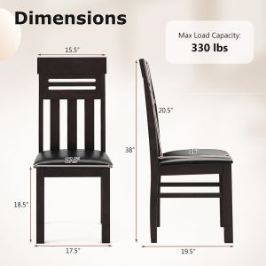 2 chaises salle à manger cuir PU dossier haut 330 lb