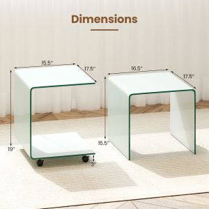 Table d'appoint C verre trempe roulettes verrouillables