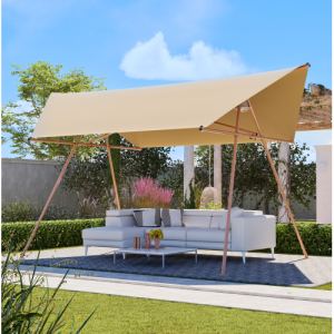 Voile ombrage hexagonal 206x118 po khaki UPF 50+