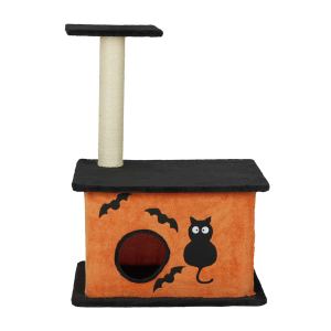 Arbre chat Halloween 33" orange noir plateforme