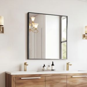 Miroir salle bain rectangulaire mural métal verre trempé