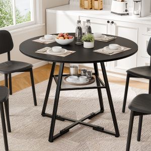 Table ronde 4-6 personnes rangement base métal