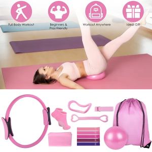 Kit pilates 14 pièces anneau ballon balle bandes élastiques