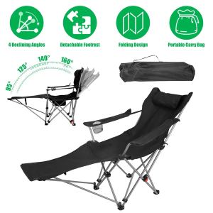 Chaise camping inclinable appuie-pieds réglable 4 positions