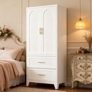 71 po Armoire métal 2 tiroirs tringle blanc chambre buanderie entrée