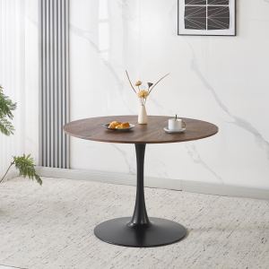 Table tulipe 42,1 po noyer, moderne années 50, 4-6 personnes