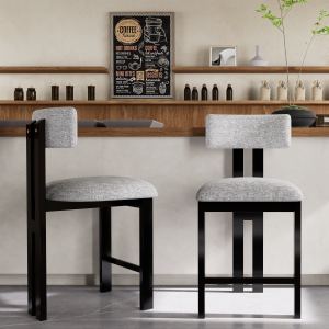 26,5 po tabourets ronds bas - siège rembourré, cadre métal noir