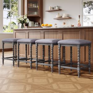 Tabourets comptoir 26po ensemble 4 bois acacia gris