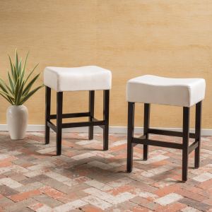 Ensemble 2 tabourets comptoir sans dossier 26,75 po, beige tissu